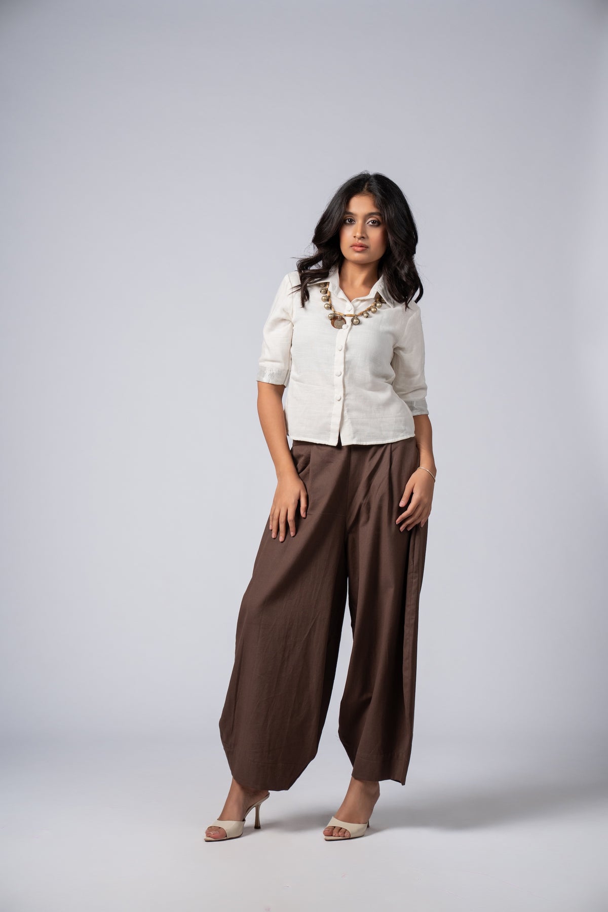 Ivory Cropped Linen Shirt