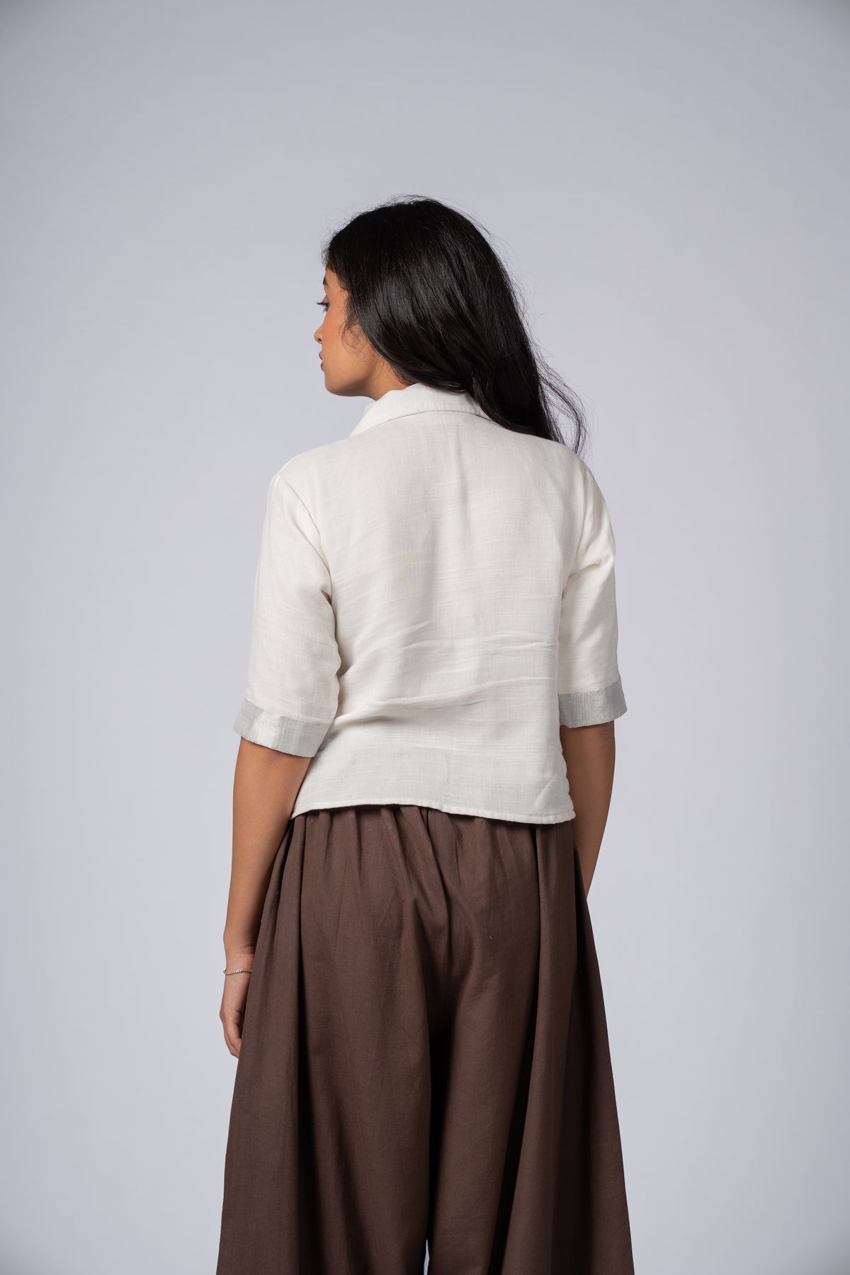 Ivory Cropped Linen Shirt