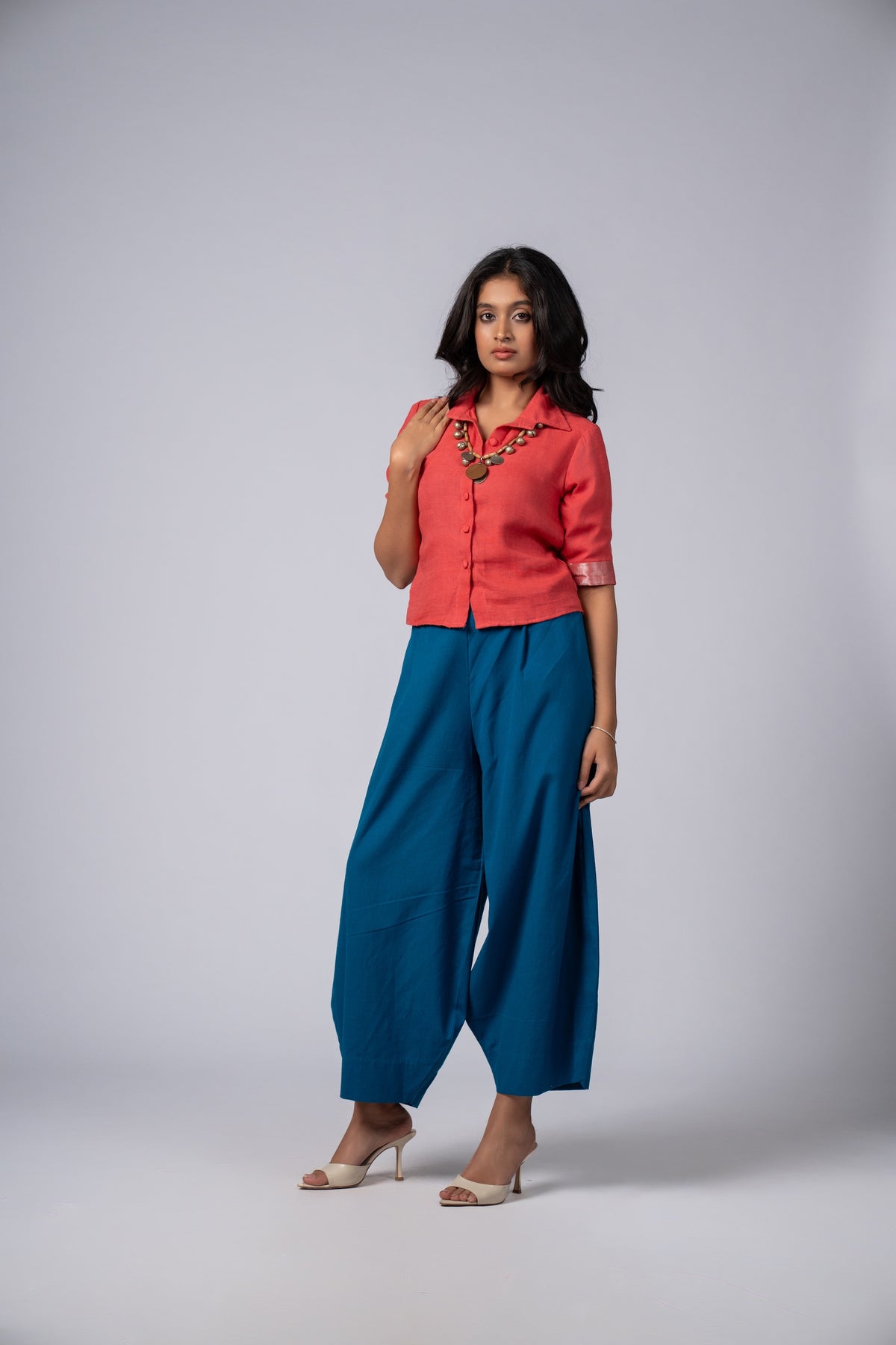 Aabha Coral Linen Shirt