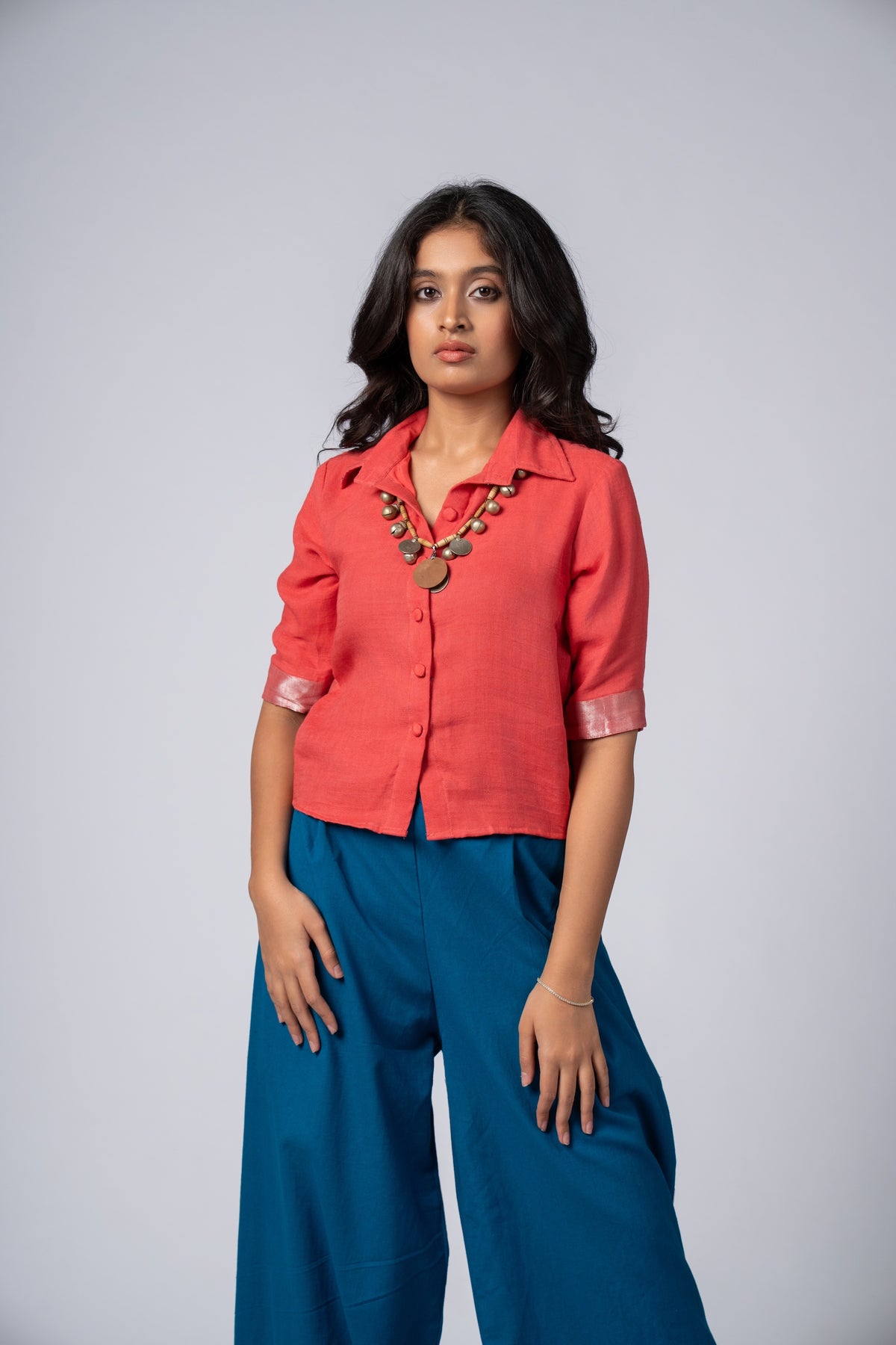Aabha Coral Linen Shirt