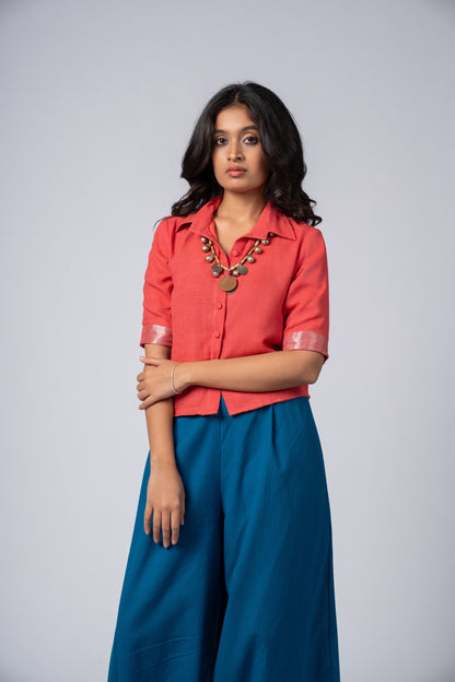 Aabha Coral Linen Shirt