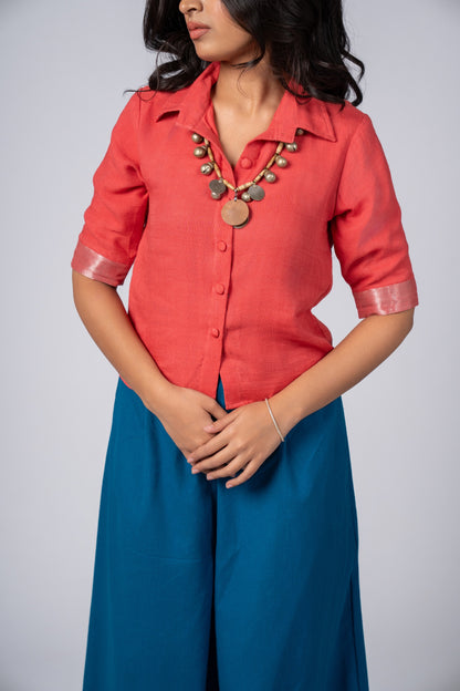 Aabha Coral Linen Shirt