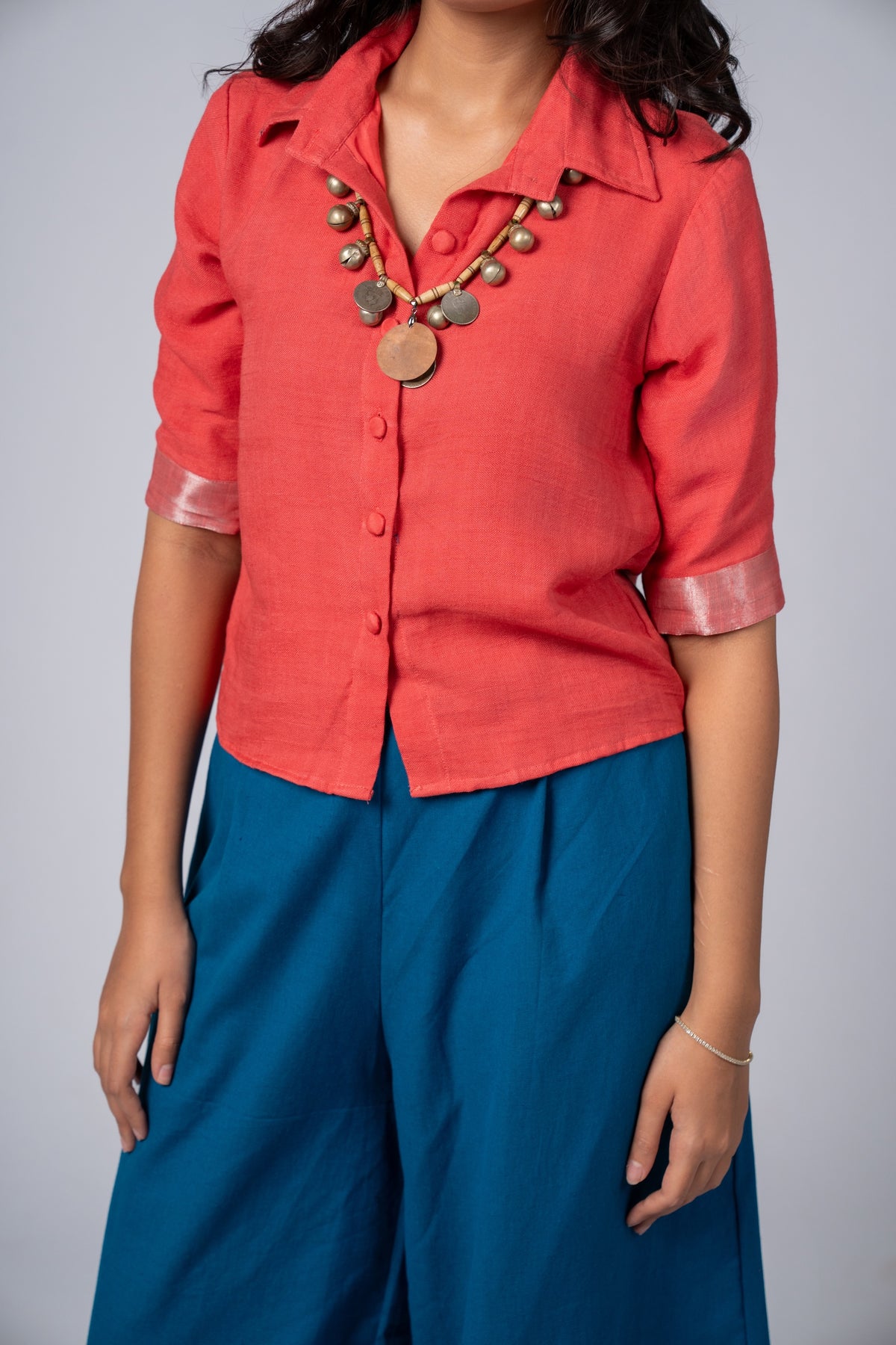 Aabha Coral Linen Shirt