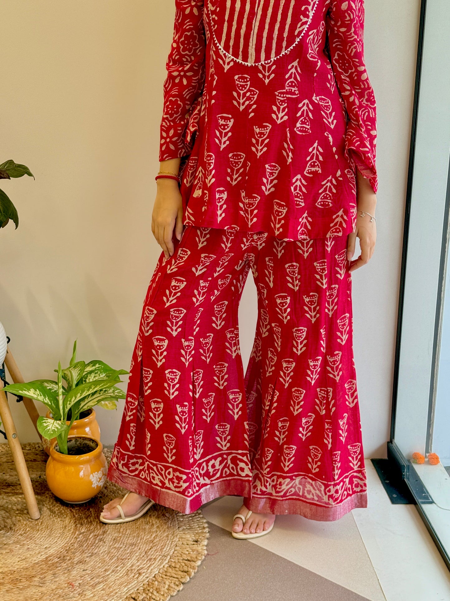 Dark Orange Pure Linen Cord Set