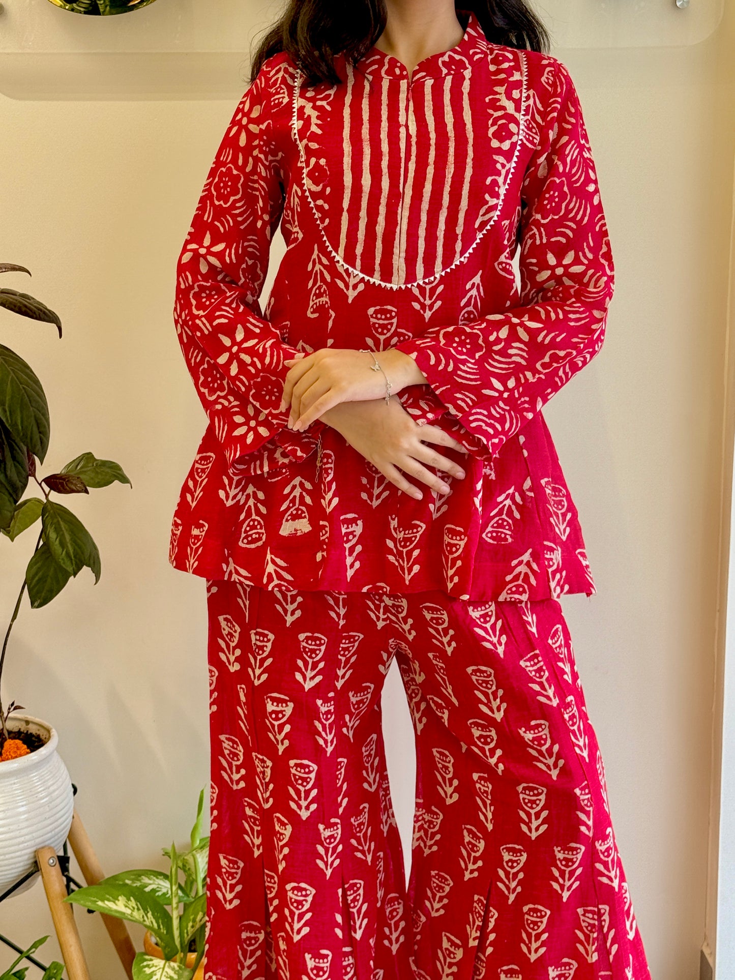 Dark Orange Pure Linen Cord Set