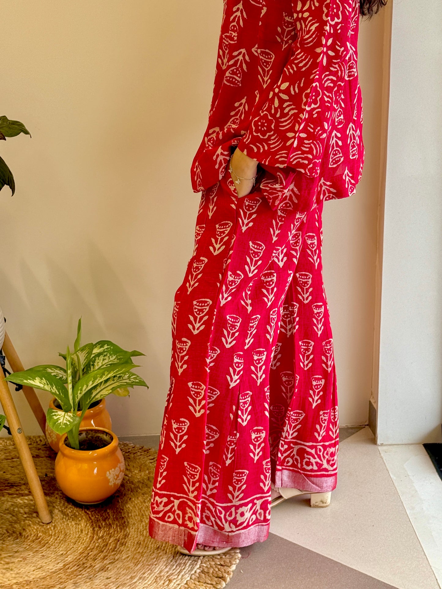 Dark Orange Pure Linen Cord Set