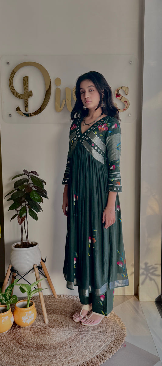 Liyana Brush Painted Pant Kurta Set