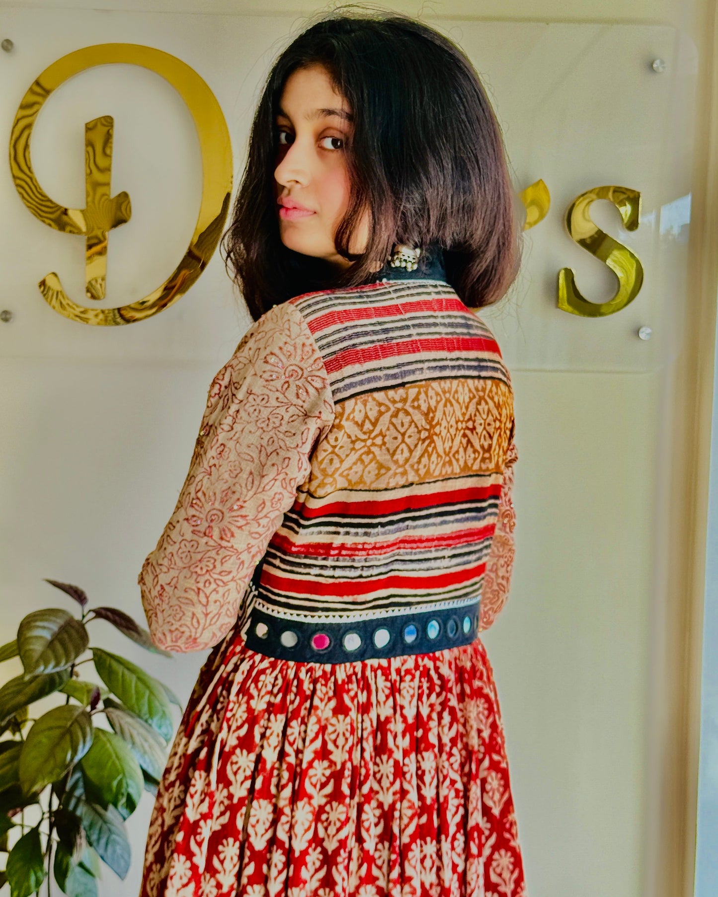 Ruhani Flame – Red & Black Mirror Work Ensemble