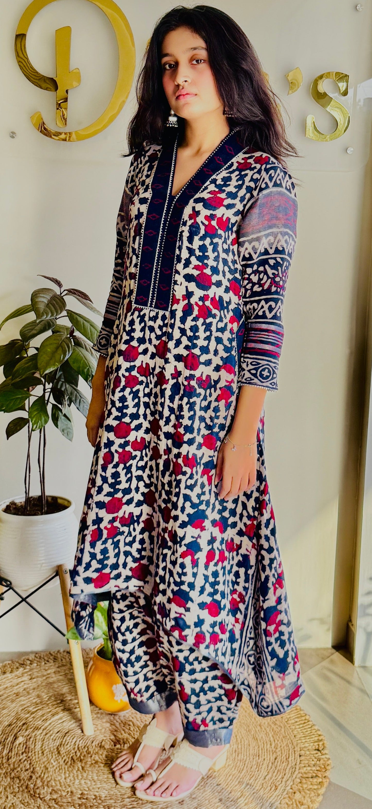 Rangveer – Blue & Red Linen Kurta Set