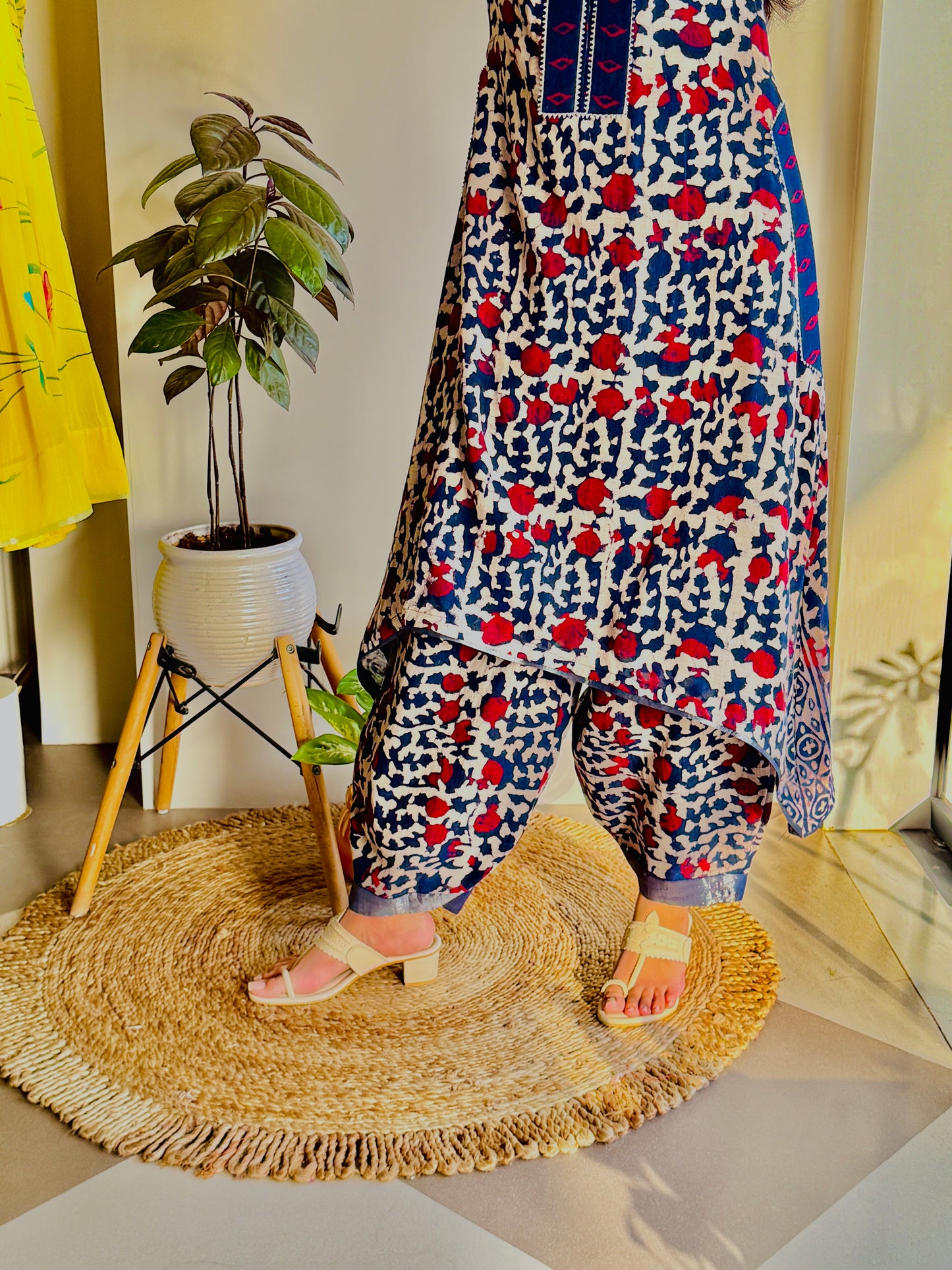 Rangveer – Blue & Red Linen Kurta Set