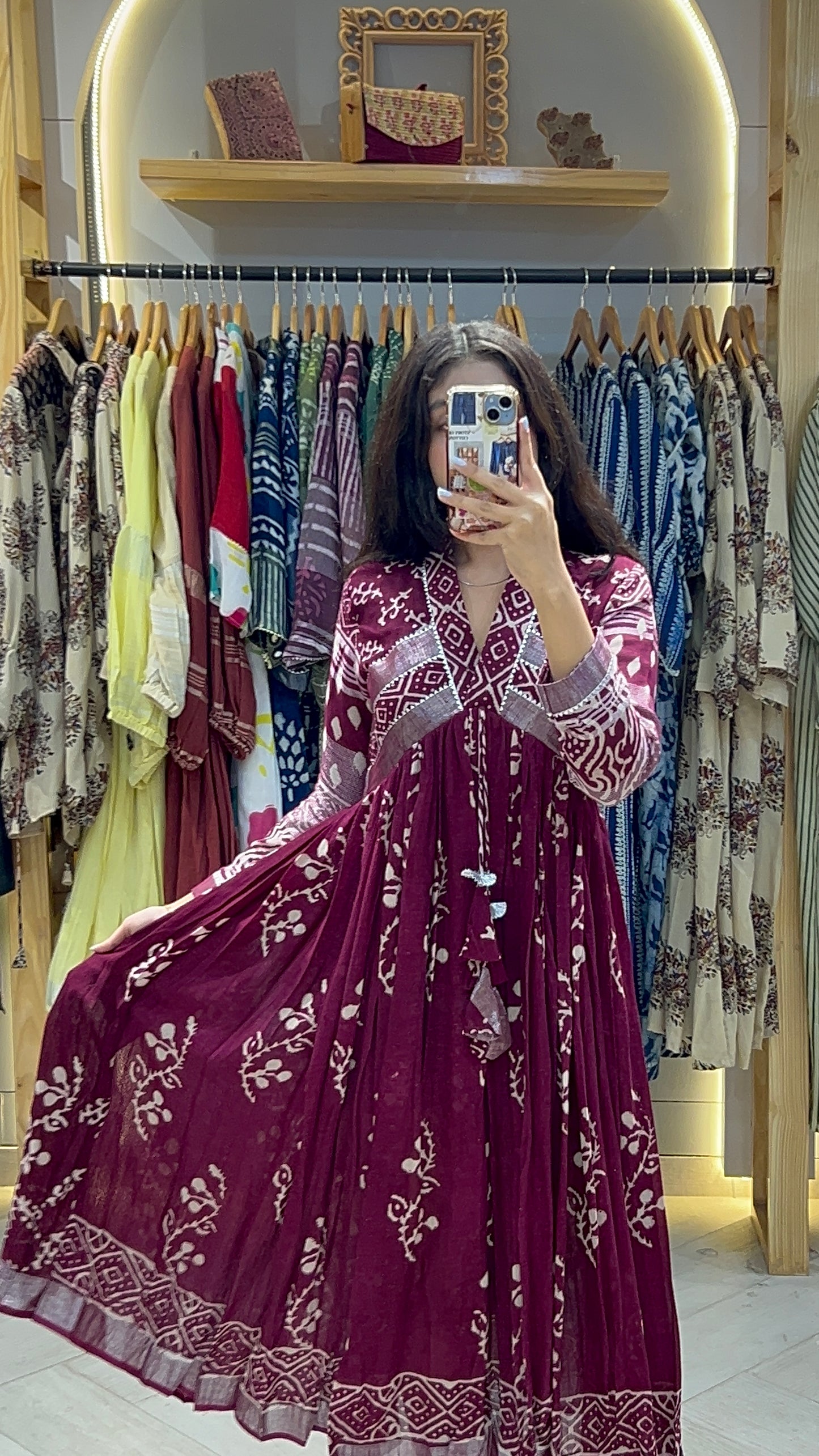 Ina Full Flare Kurti in Pure Linen